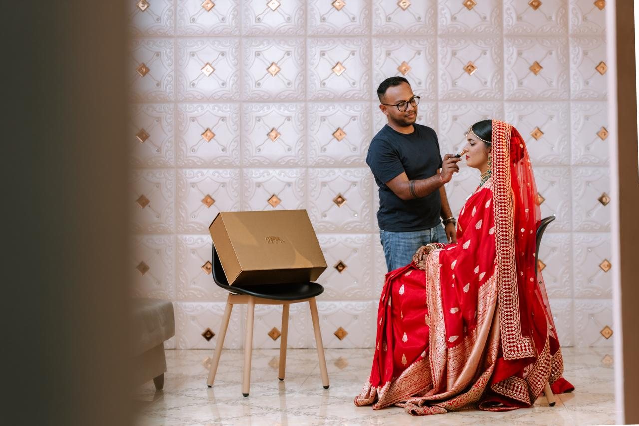 At Work — Red Saree Bride