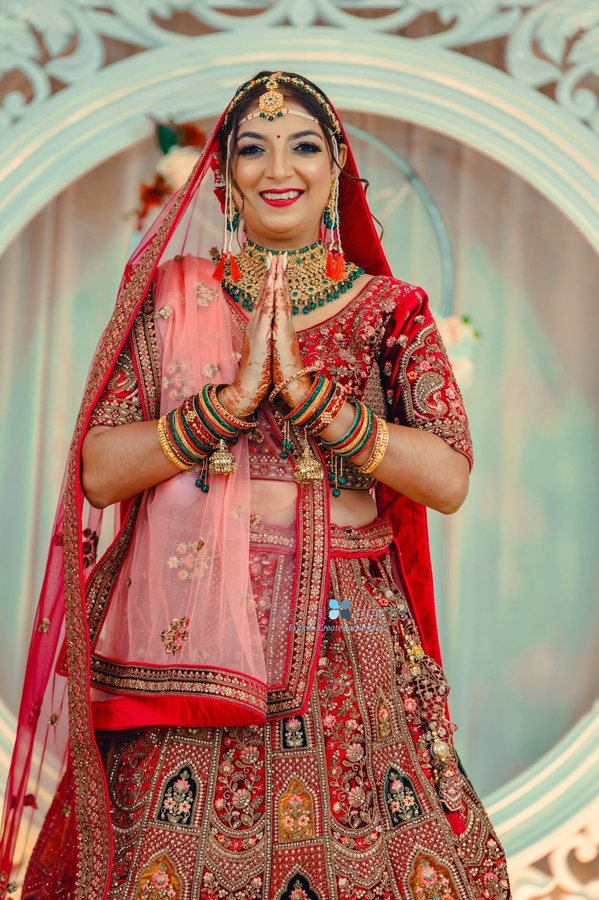 Red Bride — Namaste Pose