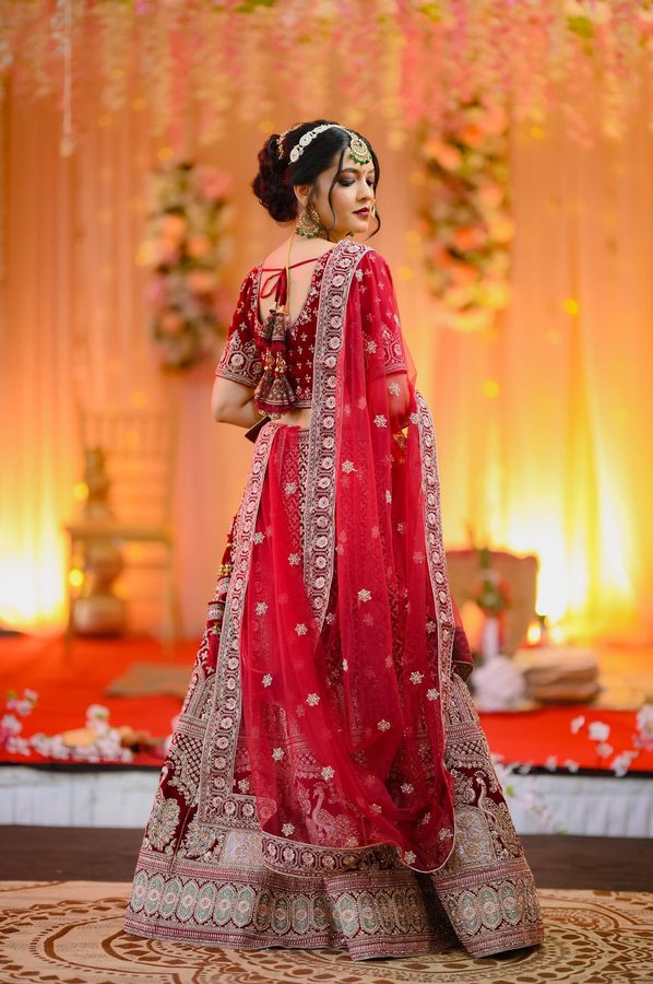 Red Lehenga — Back Pose