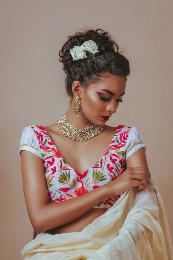 White Saree — Rose Updo